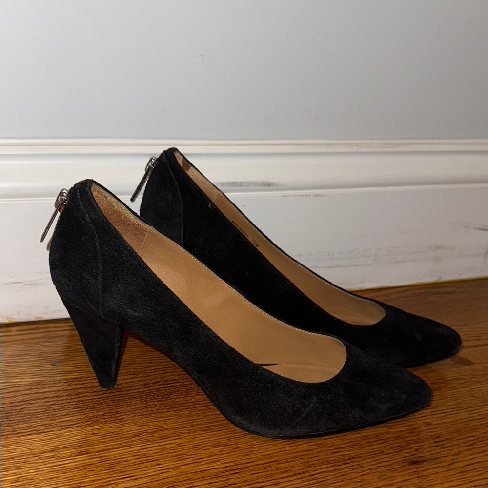 KORS Michael Kors Elegant Black Suede Women's Heels with zipper detail